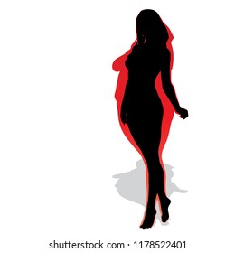 Vector conceptual fat overweight obese female vs slim fit healthy body after weight loss or diet with muscles thin young woman isolated. Fitness, nutrition or fatness obesity, health silhouette shape