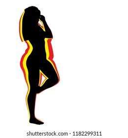 Vector conceptual fat overweight obese female vs slim fit healthy body after weight loss or diet with muscles thin young woman isolated. Fitness, nutrition or fatness obesity, health silhouette shape