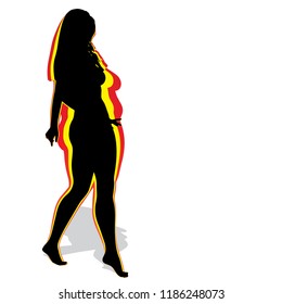 Hembra obesa vectorial con sobrepeso de grasa conceptual frente a cuerpo delgado saludable después de la pérdida de peso o dieta con músculos delgados mujer joven aislada. Gimnasio, nutrición u obesidad por enfermedad, forma de silueta de salud