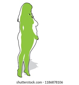 Hembra obesa vectorial con sobrepeso de grasa conceptual frente a cuerpo delgado saludable después de la pérdida de peso o dieta con músculos delgados mujer joven aislada. Gimnasio, nutrición u obesidad por enfermedad, forma de silueta de salud