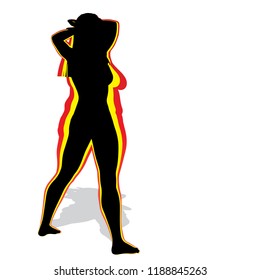 Hembra obesa vectorial con sobrepeso de grasa conceptual frente a cuerpo delgado saludable después de la pérdida de peso o dieta con músculos delgados mujer joven aislada. Gimnasio, nutrición u obesidad por enfermedad, forma de silueta de salud