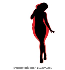 Vector conceptual fat overweight obese female vs slim fit healthy body after weight loss or diet with muscles thin young woman isolated. Fitness, nutrition or fatness obesity, health silhouette shape