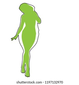 Vector conceptual fat overweight obese female vs slim fit healthy body after weight loss or diet with muscles thin young woman isolated. Fitness, nutrition or fatness obesity, health silhouette shape