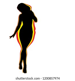 Vector conceptual fat overweight obese female vs slim fit healthy body after weight loss or diet with muscles thin young woman isolated. Fitness, nutrition or fatness obesity, health silhouette shape