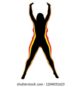 Hembra obesa vectorial con sobrepeso de grasa conceptual frente a cuerpo delgado saludable después de la pérdida de peso o dieta con músculos delgados mujer joven aislada. Gimnasio, nutrición u obesidad por enfermedad, forma de silueta de salud