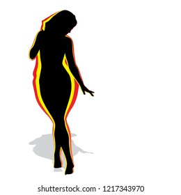 Vector conceptual fat overweight obese female vs slim fit healthy body after weight loss or diet with muscles thin young woman isolated. Fitness, nutrition or fatness obesity, health silhouette shape