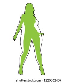 Vector conceptual fat overweight obese female vs slim fit healthy body after weight loss or diet with muscles thin young woman isolated. Fitness, nutrition or fatness obesity, health silhouette shape