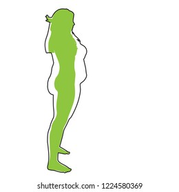 Vector conceptual fat overweight obese female vs slim fit healthy body after weight loss or diet with muscles thin young woman isolated. Fitness, nutrition or fatness obesity, health silhouette shape