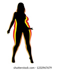 Vector conceptual fat overweight obese female vs slim fit healthy body after weight loss or diet with muscles thin young woman isolated. Fitness, nutrition or fatness obesity, health silhouette shape