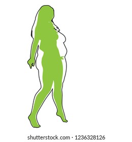 Vector conceptual fat overweight obese female vs slim fit healthy body after weight loss or diet with muscles thin young woman isolated. Fitness, nutrition or fatness obesity, health silhouette shape