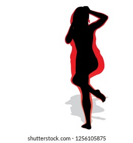 Hembra obesa vectorial con sobrepeso de grasa conceptual frente a cuerpo delgado saludable después de la pérdida de peso o dieta con músculos delgados mujer joven aislada. Gimnasio, nutrición u obesidad por enfermedad, forma de silueta de salud