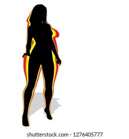 Hembra obesa vectorial con sobrepeso de grasa conceptual frente a cuerpo delgado saludable después de la pérdida de peso o dieta con músculos delgados mujer joven aislada. Gimnasio, nutrición u obesidad por enfermedad, forma de silueta de salud