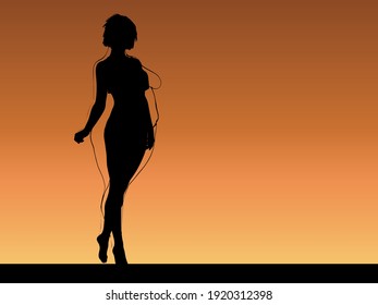 Vector conceptual fat overweight obese female vs slim fit healthy body after weight loss or diet with muscles thin young woman over sunset. Fitness, nutrition or fatness obesity, health shape