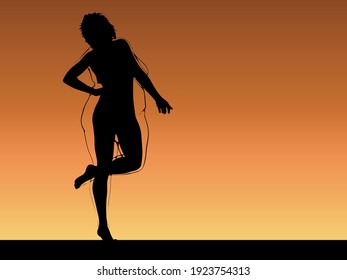 Vektor konzeptuelle Fettübergewicht Fettleibigkeit weiblich vs schlank passen gesunden Körper nach Gewichtsverlust oder Diät mit Muskeln dünnen jungen Frau über Sonnenuntergang. Fitness, Ernährung oder Fettleibigkeit, Gesundheitsform