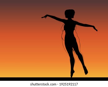 Vector conceptual fat overweight obese female vs slim fit healthy body after weight loss or diet with muscles thin young woman over sunset. Fitness, nutrition or fatness obesity, health shape