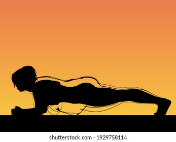 Vector Conceptual Fat Overweight Obese Female Vs Slim Fit Healthy Body After Weight Loss Or Diet With Muscles Thin Young Woman Over Sunset. Fitness, Nutrition Or Fatness Obesity, Health Shape