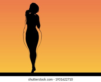 Vector conceptual fat overweight obese female vs slim fit healthy body after weight loss or diet with muscles thin young woman over sunset. Fitness, nutrition or fatness obesity, health shape