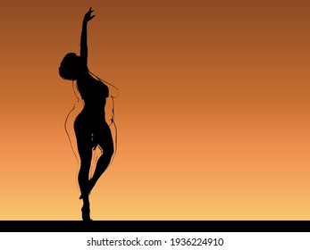 Vector conceptual fat overweight obese female vs slim fit healthy body after weight loss or diet with muscles thin young woman over sunset. Fitness, nutrition or fatness obesity, health shape