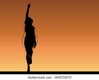 Vector conceptual fat overweight obese female vs slim fit healthy body after weight loss or diet with muscles thin young woman over sunset. Fitness, nutrition or fatness obesity, health shape