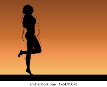 Hembra obesa vectorial con sobrepeso de grasa conceptual frente a cuerpo delgado saludable después de la pérdida de peso o dieta con músculos delgados mujer joven al atardecer. Gimnasio, nutrición u obesidad por enfermedad, forma de salud