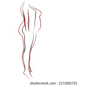 Vector conceptual fat overweight obese female vs slim fit healthy body after weight loss or diet with muscles thin young woman isolated. Fitness, nutrition or fatness obesity, health silhouette shape