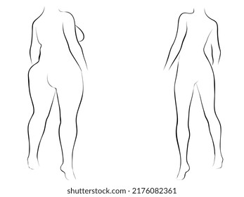 Vector conceptual fat overweight obese female vs slim fit healthy body after weight loss or diet with muscles thin young woman isolated. Fitness, nutrition or fatness obesity, health silhouette shape