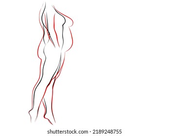 Vector conceptual fat overweight obese female vs slim fit healthy body after weight loss or diet with muscles thin young woman isolated. Fitness, nutrition or fatness obesity, health silhouette shape