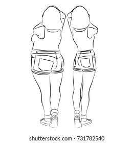 Vector conceptual fat overweight obese female vs slim fit healthy body after weight loss or diet with muscles thin young woman isolated. Fitness, nutrition or fatness obesity, health black brush shape