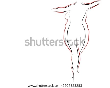 Vector conceptual fat overweight obese female vs slim fit healthy body after weight loss or diet with muscles thin young woman isolated. Fitness, nutrition or fatness obesity, health silhouette shape
