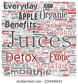 Vector conceptual fresh natural fruit or vegetable juices square red healthy diet organic beverages word cloud isolated background. Collage of green exotic or tropical raw nutrition concept design