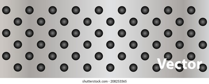 Vector conceptual gray abstract metal stainless steel aluminum perforated pattern texture mesh background as metaphor to industrial, abstract, technology, grid, silver, grate, spot, grille surface
