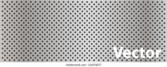 Vector conceptual gray abstract metal stainless steel aluminum perforated pattern texture mesh background as metaphor to industrial, abstract, technology, grid, silver, grate, spot, grille surface