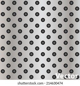 Vector conceptual gray abstract metal stainless steel aluminum perforated pattern texture mesh background as metaphor to industrial, abstract, technology, grid, silver, grate, spot, grille surface