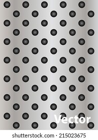 Vector conceptual gray abstract metal stainless steel aluminum perforated pattern texture mesh background as metaphor to industrial, abstract, technology, grid, silver, grate, spot, grille surface