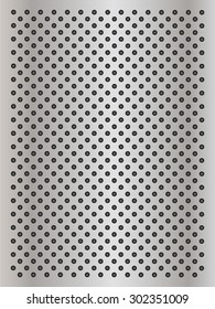 Vector conceptual gray abstract metal stainless steel aluminum perforated pattern texture mesh background as metaphor to industrial, abstract, technology, grid, silver, grate, spot, grille surface