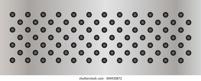 Vector conceptual gray abstract metal stainless steel aluminum perforated pattern texture mesh background as metaphor to industrial, abstract, technology, grid, silver, grate, spot, grille surface