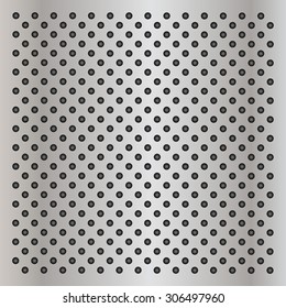 Vector conceptual gray abstract metal stainless steel aluminum perforated pattern texture mesh background as metaphor to industrial, abstract, technology, grid, silver, grate, spot, grille surface