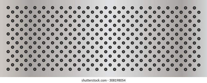 Vector conceptual gray abstract metal stainless steel aluminum perforated pattern texture mesh background as metaphor to industrial, abstract, technology, grid, silver, grate, spot, grille surface