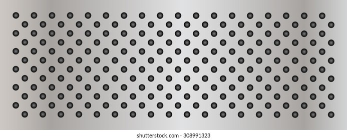 Vector conceptual gray abstract metal stainless steel aluminum perforated pattern texture mesh background as metaphor to industrial, abstract, technology, grid, silver, grate, spot, grille surface