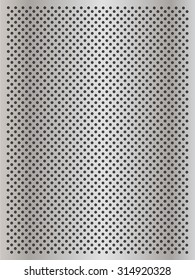 Vector conceptual gray abstract metal stainless steel aluminum perforated pattern texture mesh background as metaphor to industrial, abstract, technology, grid, silver, grate, spot, grille surface