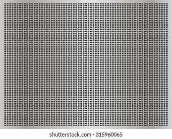 Vector conceptual gray abstract metal stainless steel aluminum perforated pattern texture mesh background as metaphor to industrial, abstract, technology, grid, silver, grate, spot, grille surface
