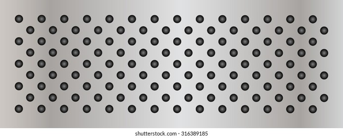Vector conceptual gray abstract metal stainless steel aluminum perforated pattern texture mesh background as metaphor to industrial, abstract, technology, grid, silver, grate, spot, grille surface