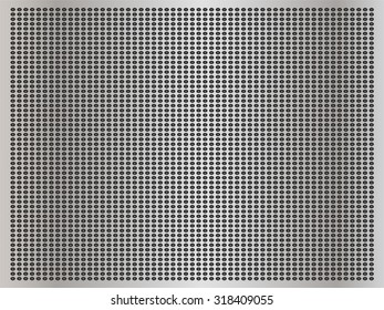 Vector conceptual gray abstract metal stainless steel aluminum perforated pattern texture mesh background as metaphor to industrial, abstract, technology, grid, silver, grate, spot, grille surface