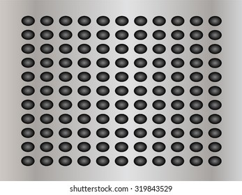 Vector conceptual gray abstract metal stainless steel aluminum perforated pattern texture mesh background as metaphor to industrial, abstract, technology, grid, silver, grate, spot, grille surface
