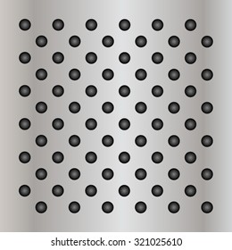 Vector conceptual gray abstract metal stainless steel aluminum perforated pattern texture mesh background as metaphor to industrial, abstract, technology, grid, silver, grate, spot, grille surface