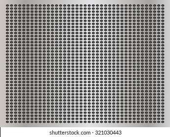 Vector conceptual gray abstract metal stainless steel aluminum perforated pattern texture mesh background as metaphor to industrial, abstract, technology, grid, silver, grate, spot, grille surface
