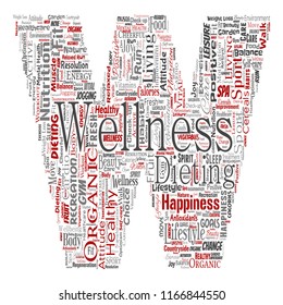 Vector conceptual healthy living positive nutrition sport letter font word cloud isolated background. Collage of happiness care, organic, recreation workout, beauty, vital healthcare spa concept