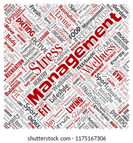 Vector conceptual healthy living positive nutrition sport square red word cloud isolated background. Collage of happiness care, organic, recreation workout, beauty, vital healthcare spa concept