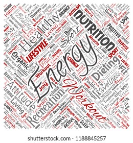 Vector conceptual healthy living positive nutrition sport square red word cloud isolated background. Collage of happiness care, organic, recreation workout, beauty, vital healthcare spa concept