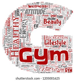 Vector conceptual healthy living positive nutrition sport letter font word cloud isolated background. Collage of happiness care, organic, recreation workout, beauty, vital healthcare spa concept
